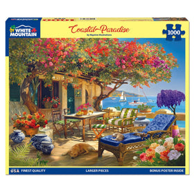 White Mountain Seaside Ocean View Puzzle, 1000 pieces, ideal for family time and relaxation