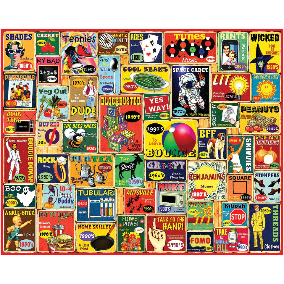 White Mountain Slang We Used puzzle cover art with retro slang
