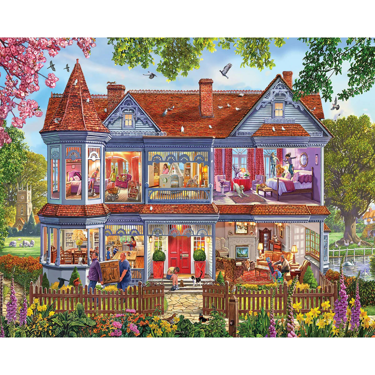 White Mountain Spring House family-scene puzzle, ideal for cozy evenings with loved ones.