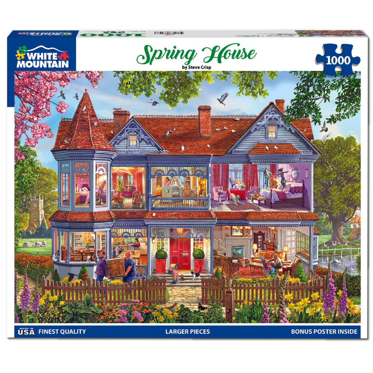 White Mountain Spring House Victorian-home puzzle, promotes calm, focused puzzle time.