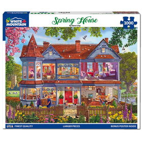 White Mountain Spring House Victorian-home puzzle, promotes calm, focused puzzle time.