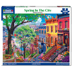 White Mountain Spring in the City puzzle features blooming flowers for peaceful puzzle time