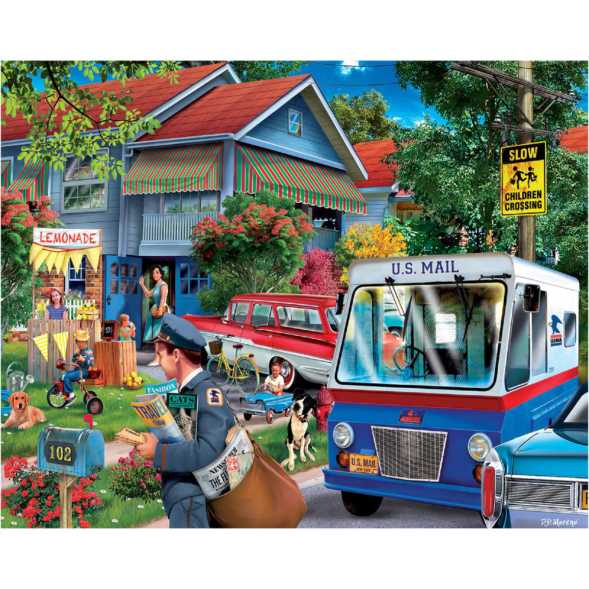 White Mountain Spring Retro House puzzle cover for family fun