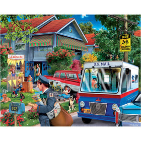 White Mountain Spring Retro House puzzle cover for family fun