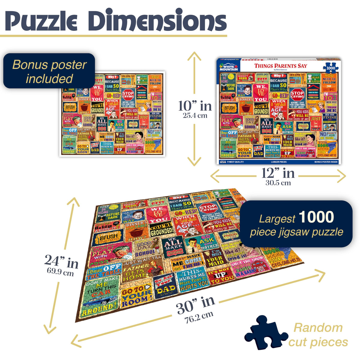 White Mountain Steve Cameron artwork puzzle with retro charm.