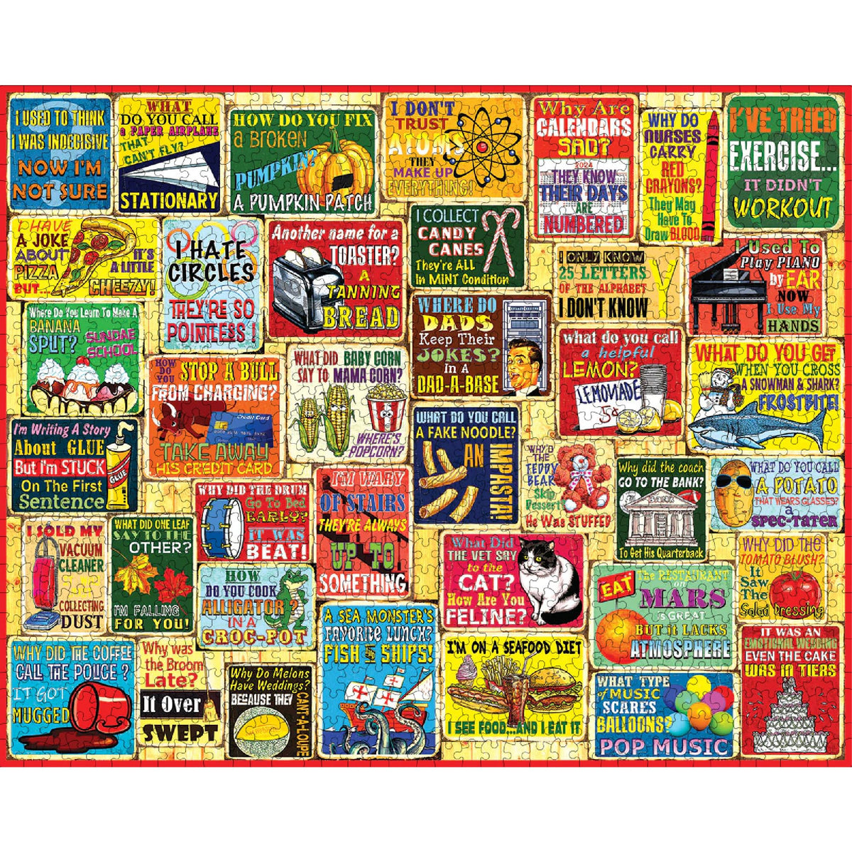 White Mountain Steve Cameron Dad Jokes artwork delivers nostalgic humor with vibrant visuals.
