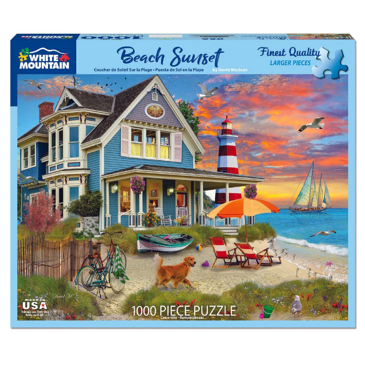White Mountain Summer Night Ocean House Beach Sunset image for calm family puzzle sessions.