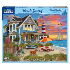 White Mountain Summer Night Ocean House Beach Sunset image for calm family puzzle sessions.