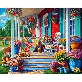 White Mountain Summer Porch puzzle showing a serene porch scene for family time