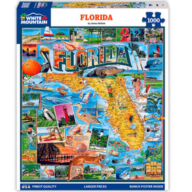 White Mountain Sunshine State collage puzzle front cover for family game night.