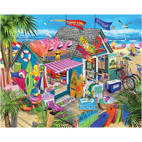 White Mountain Surf Shack 1000-piece puzzle showcases a sunny beach scene for family time.