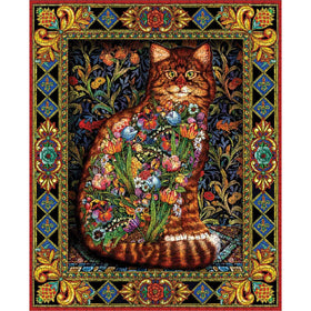 White Mountain Puzzles Tapestry Cat front cover—challenging for curious minds.