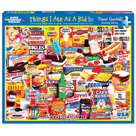 White Mountain Things I Ate As A Kid pieces closeup highlights bold colors and interlocking puzzle design.