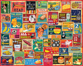 White Mountain Things We Say collage puzzle, 1000 pieces, ideal for family nights and nostalgic fun.