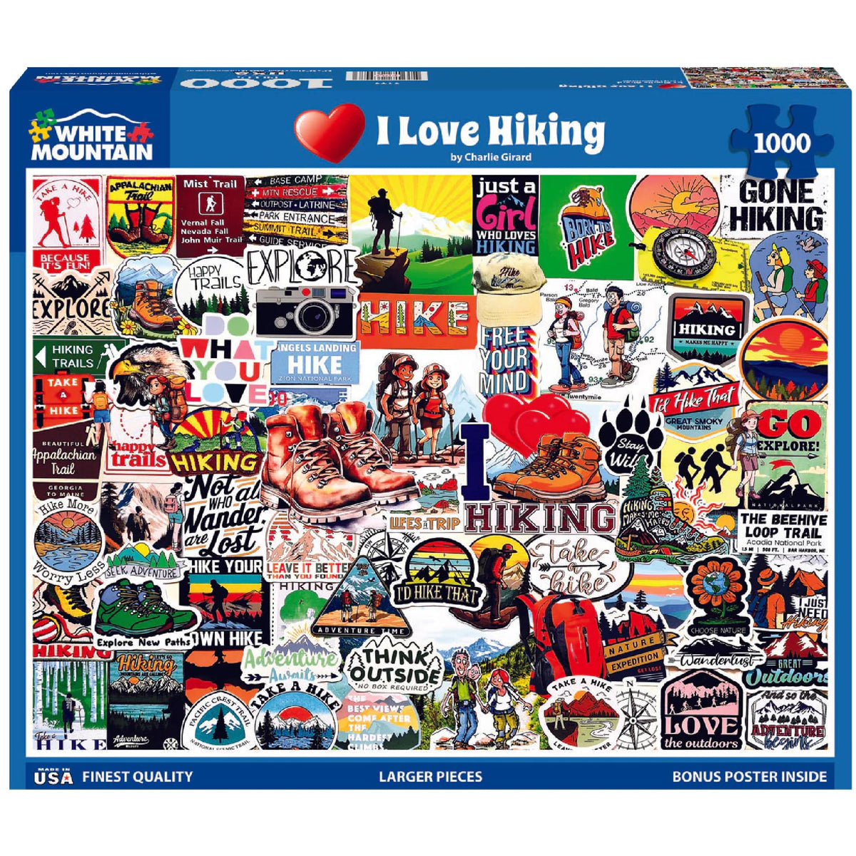 White Mountain puzzle—trail signs illustration inspires adventure during puzzle time