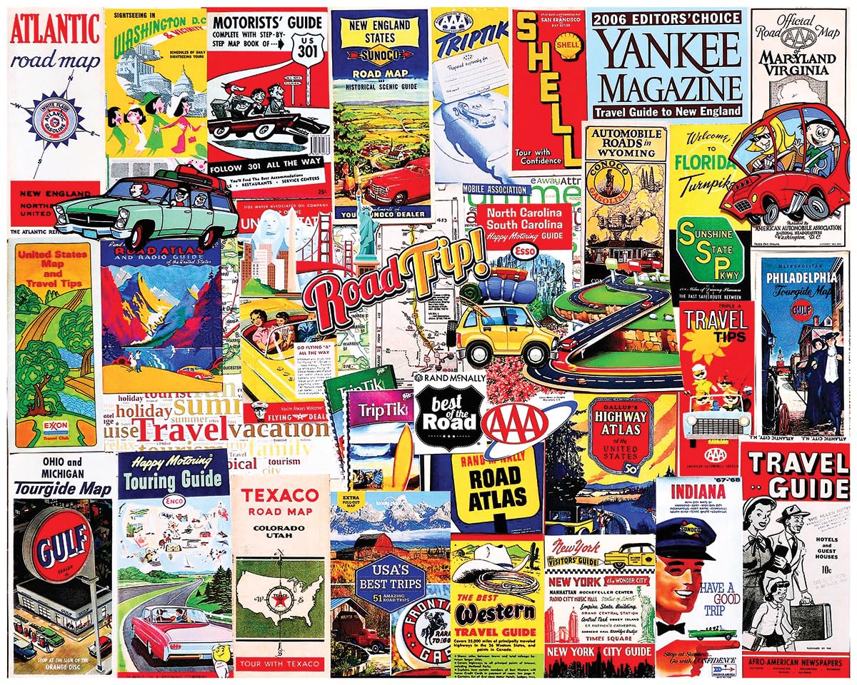 White Mountain USA collage puzzle with 1000 large pieces for easy family fun