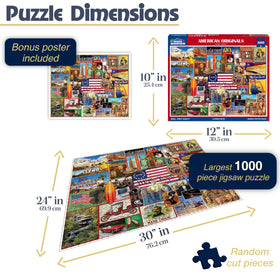 White Mountain USA landmarks puzzle pieces closeup highlighting familiar images for easy sorting