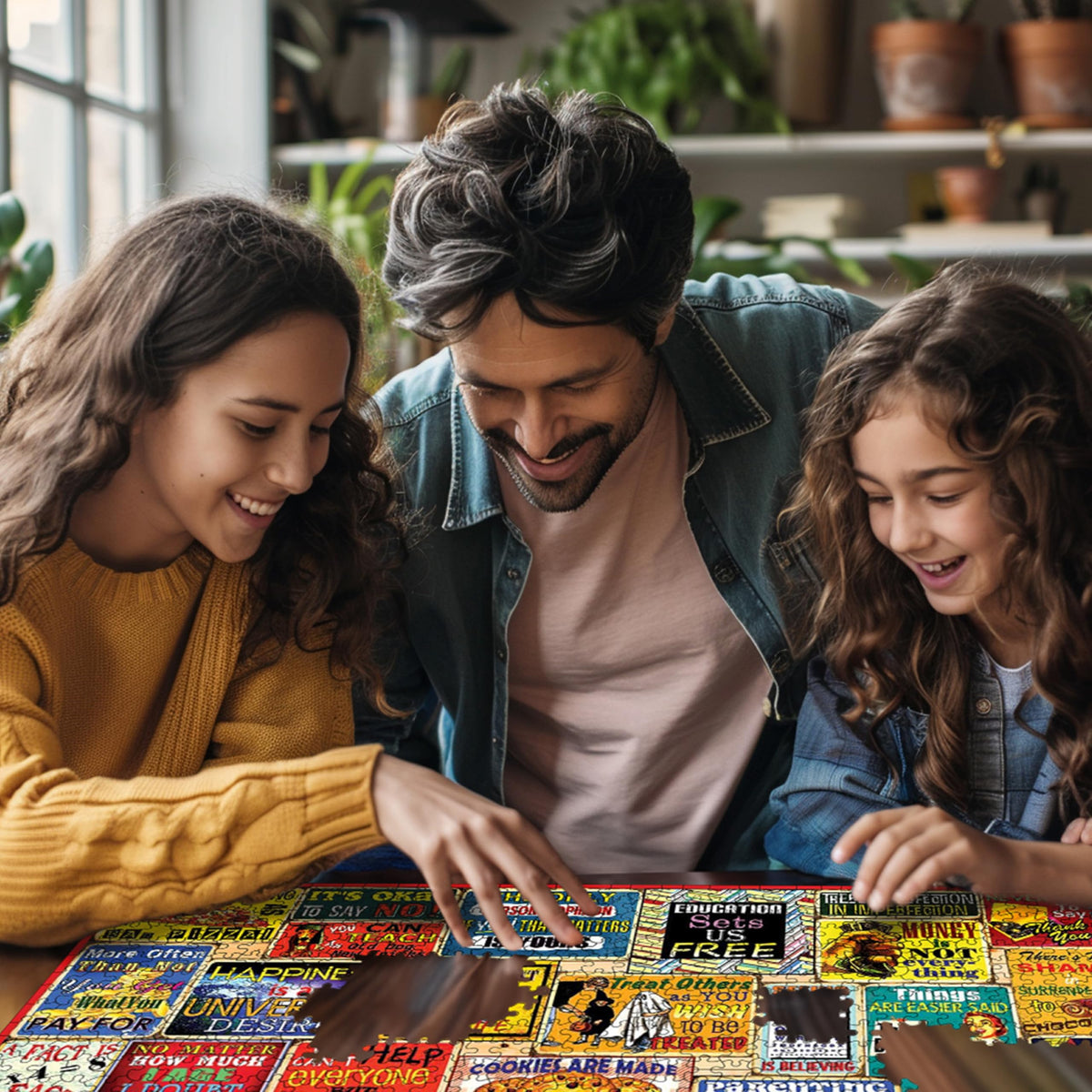 White Mountain USA-made puzzle pieces with precision cuts for a good fit.