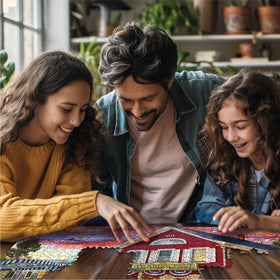 White Mountain USA-made puzzle with quality craftsmanship and happiness guarantee.