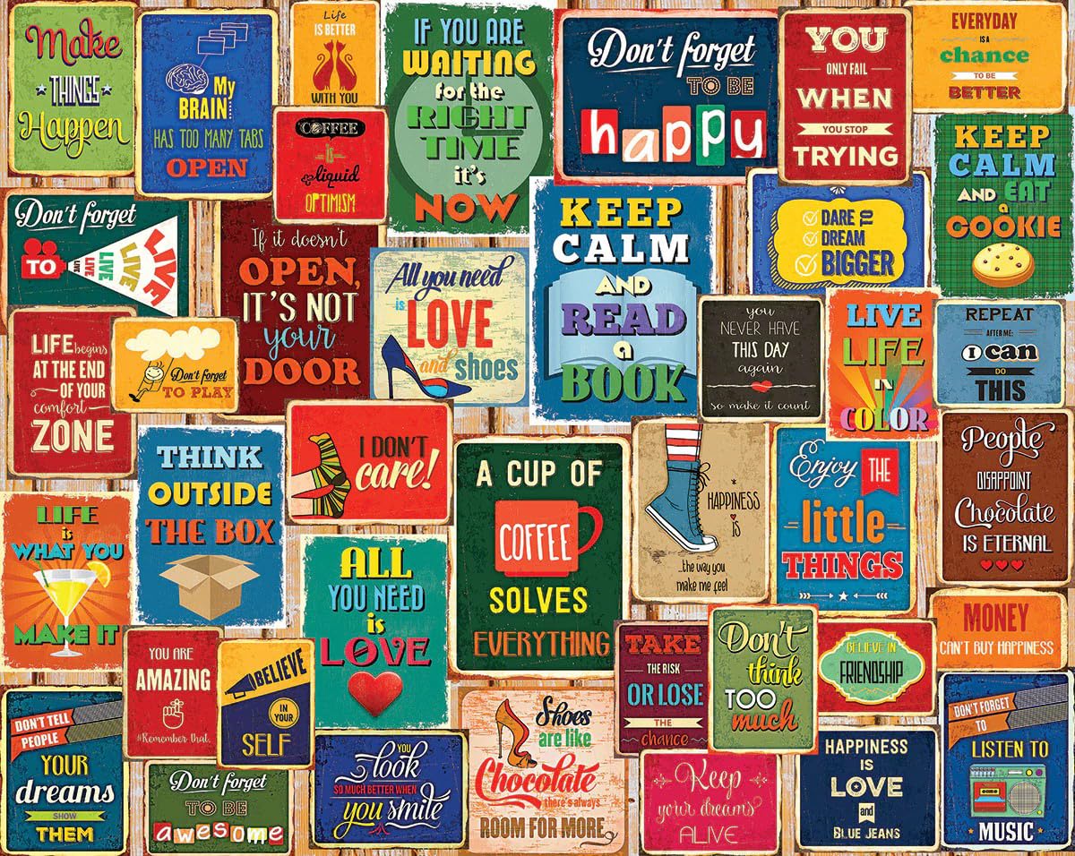 White Mountain Words of Wisdom collage puzzle, vivid collage, engaging for solo or family quiet time.