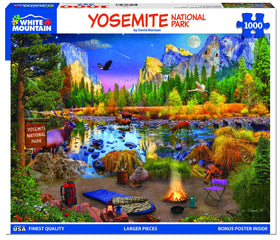 White Mountain Yosemite river with wildlife puzzle for collaborative solving