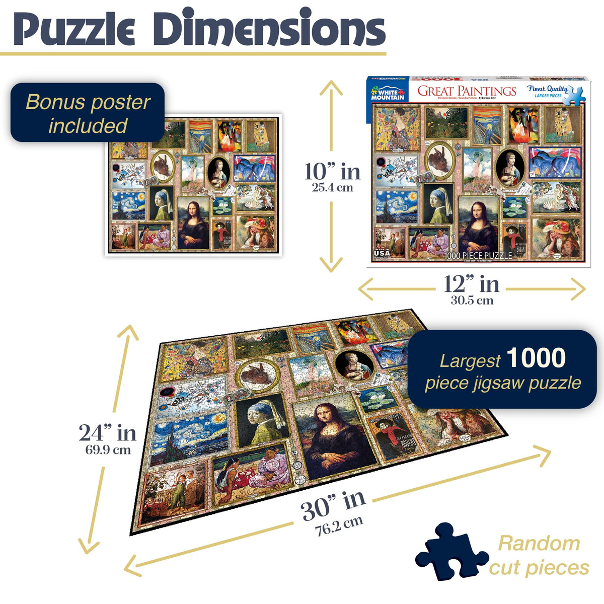 White Mountain 1000-piece interlocking pieces promote concentration and collaborative problem solving.