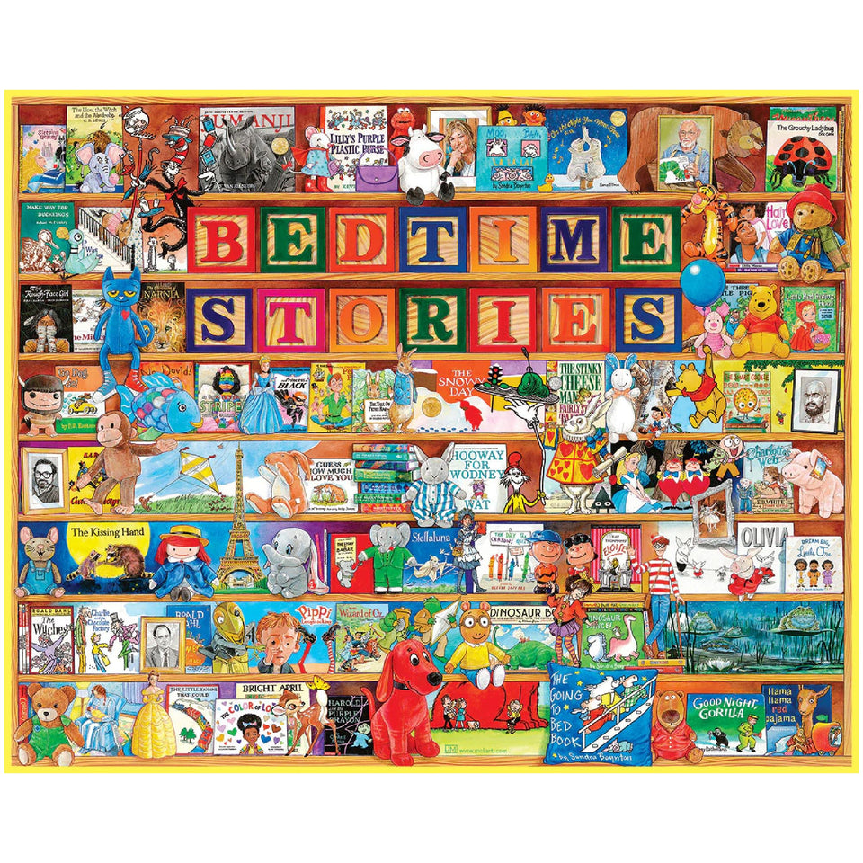 White Mountain Bedtime Stories puzzle cover with large pieces for easy family handling.