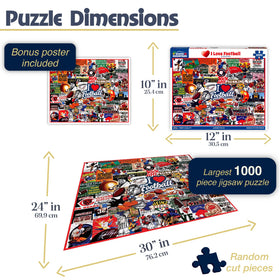 White Mountain 1000-piece football collage with bold graphics for engaging sessions.