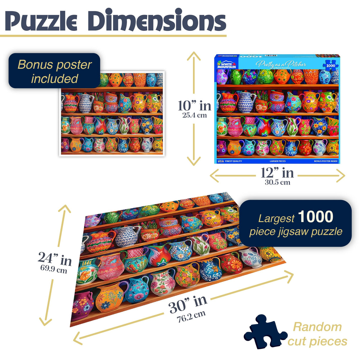 White Mountain puzzle featuring Bigelow pitcher art for a vibrant, relaxed challenge