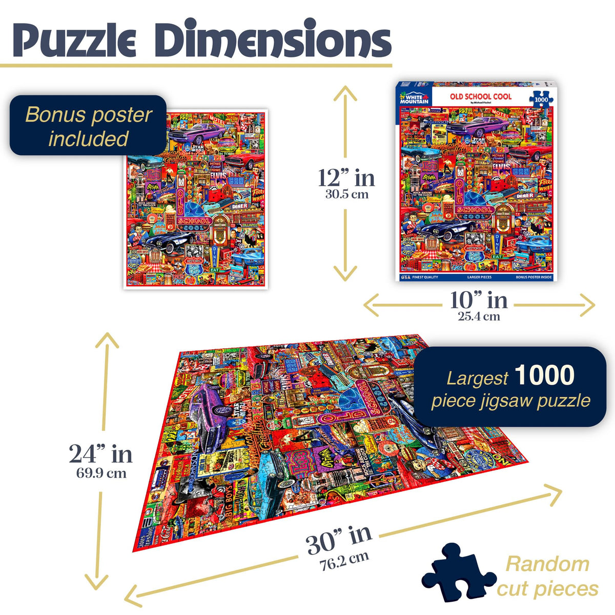 White Mountain retro collage puzzle artwork sparks nostalgic vibes for engaging leisure time