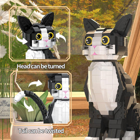 WHIZGO Tuxedo Cat Building Blocks display-desk image highlights compact decor use.
