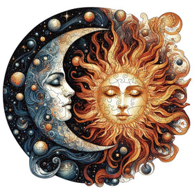 WHJSG sun and moon wooden puzzle with irregular animal shapes for family fun