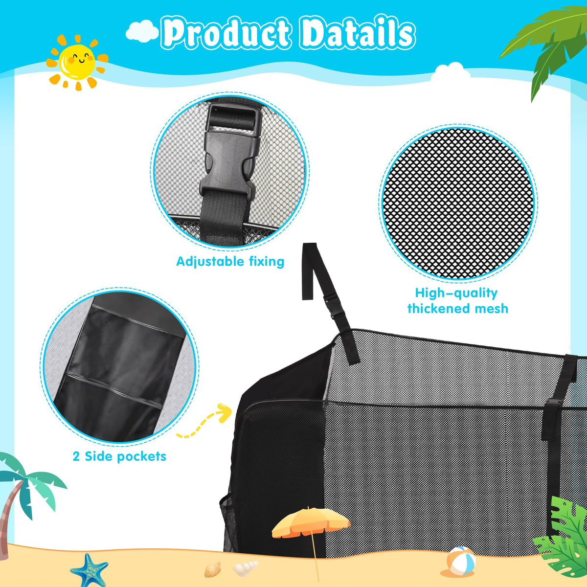 Whmayai pool storage bag attached to fence for secure hanging