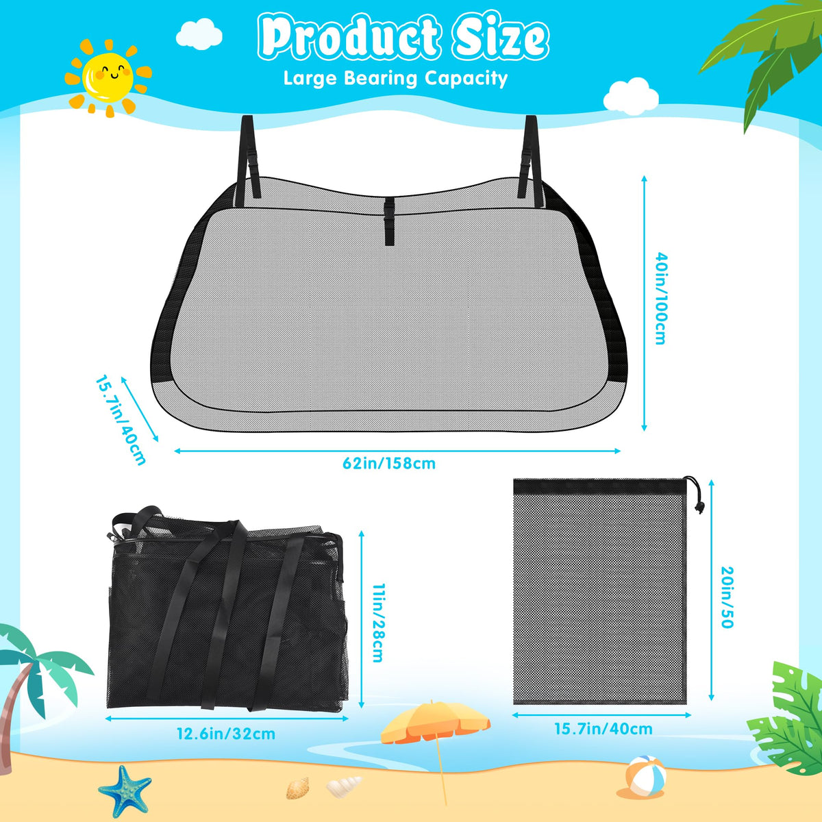 Whmayai pool storage bag extended size highlights extra capacity for larger items