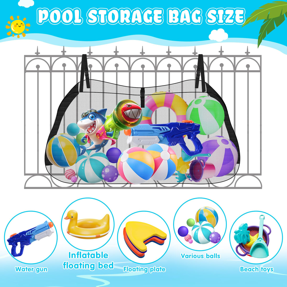 Whmayai pool storage bag folded for compact storage when not in use
