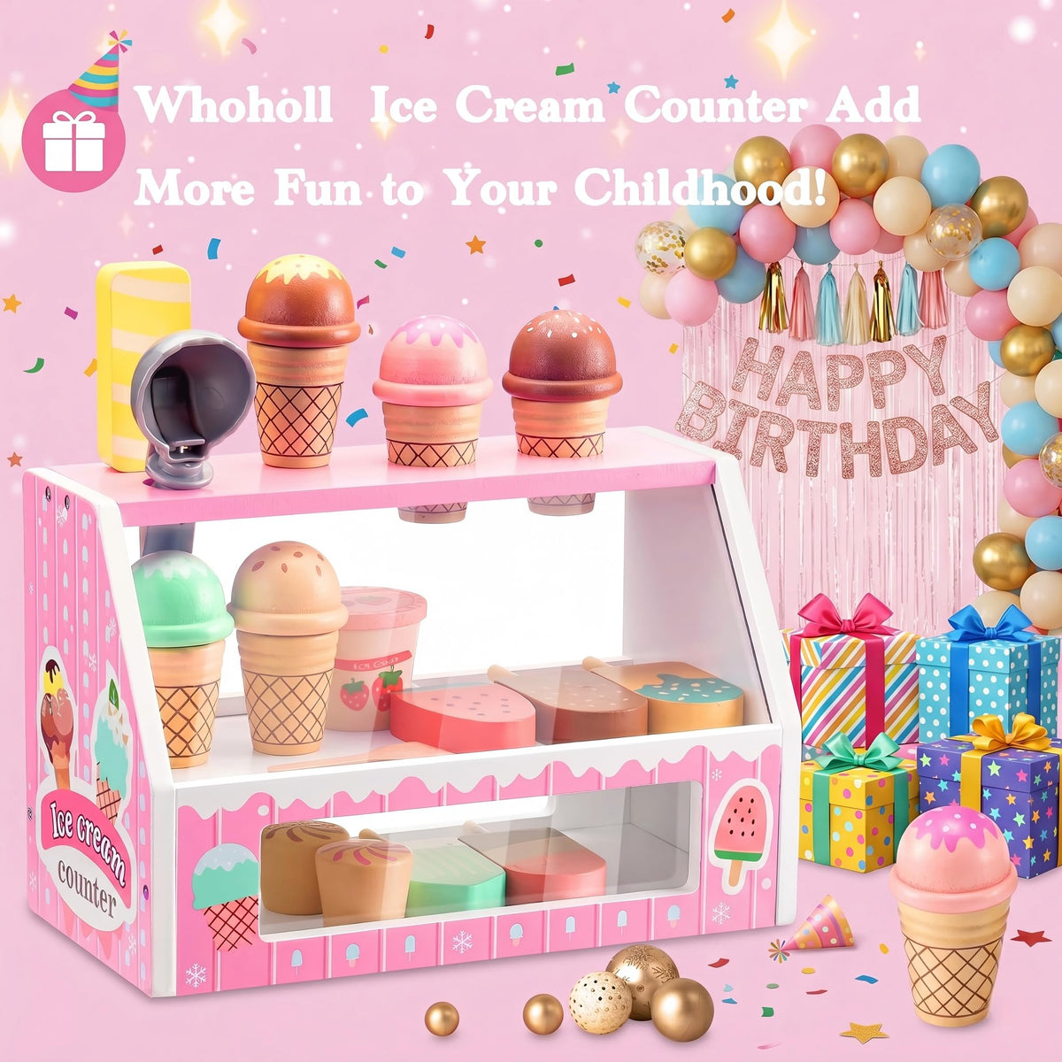 WHOHOLL menu card guides kids through pretend orders and decision making.