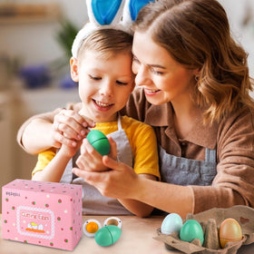WHOHOLL Montessori wooden eggs in colors trio for color recognition