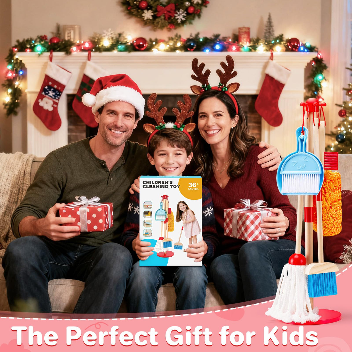 WHOHOLL wooden duster for kids supports safe, imaginative dusting.