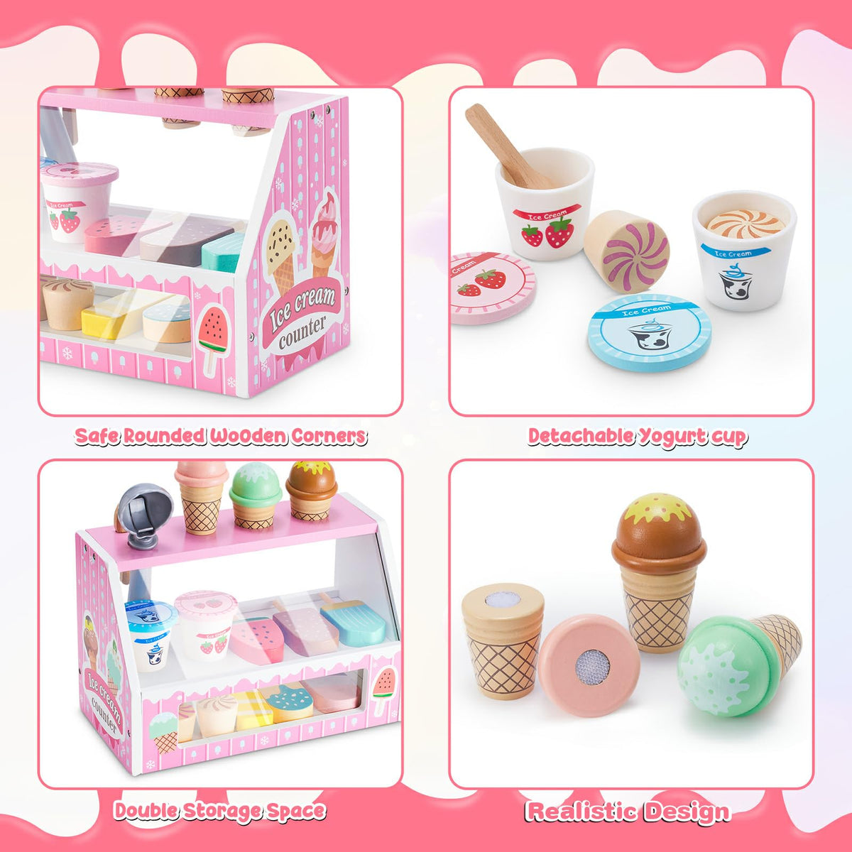 WHOHOLL wooden ice cream bars encourage storytelling and cooperative play.