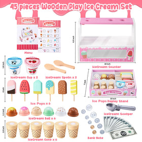WHOHOLL wooden ice cream cones spark pretend dining and fine motor skills.