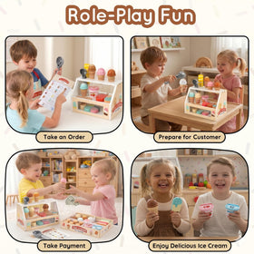 WHOHOLL cones and treats aid counting and sharing during pretend purchases.