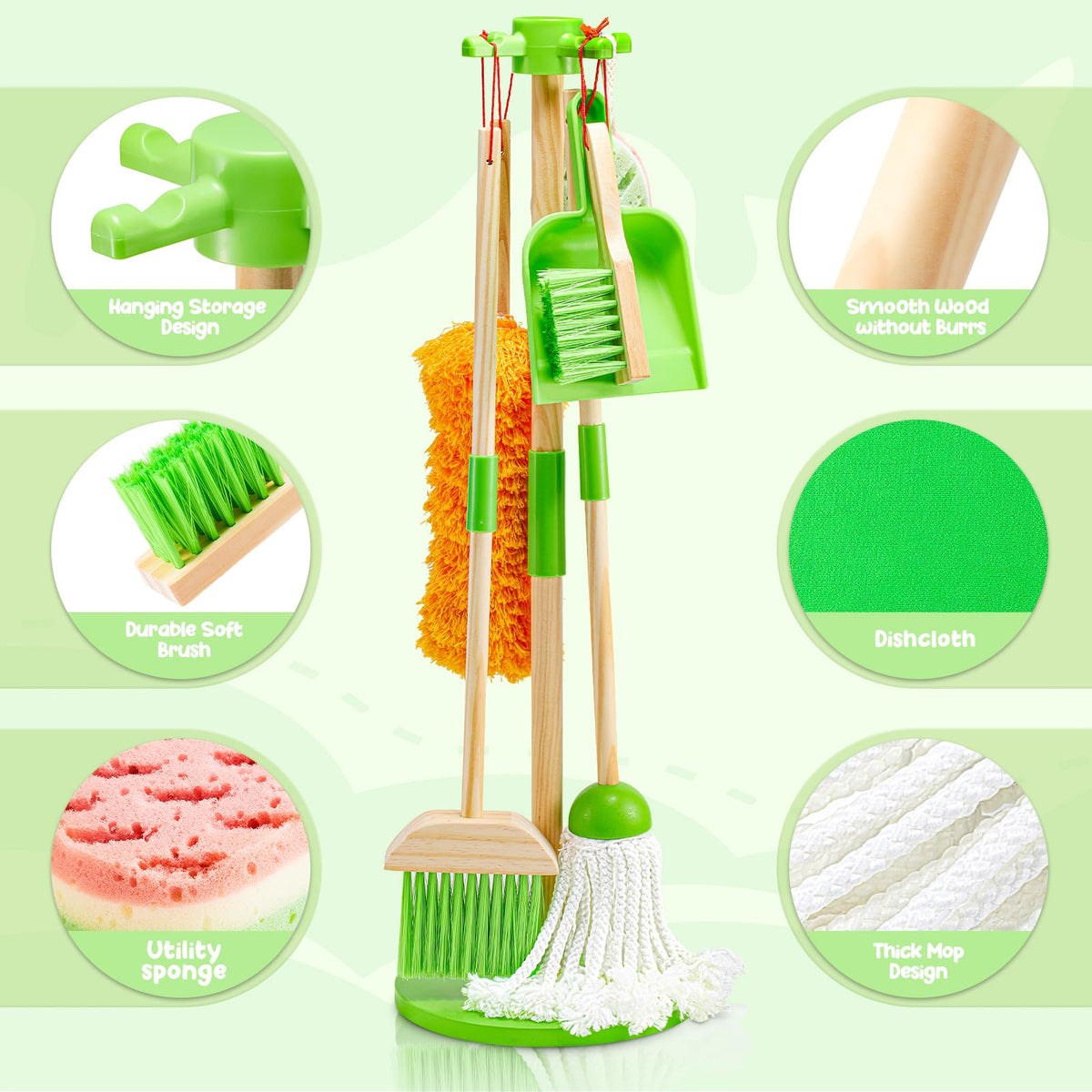 WHOHOLL dishcloth reinforces caring habits during pretend kitchen cleanup