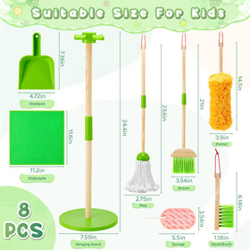WHOHOLL wooden cleaning set duster helps imitate dusting while fostering focus