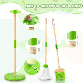WHOHOLL wooden cleaning set sponge supports pretend cleaning with soft texture
