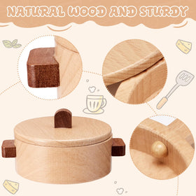 WHOHOLL wooden play cooking set spatula for flipping pretend dishes and fine motor practice.