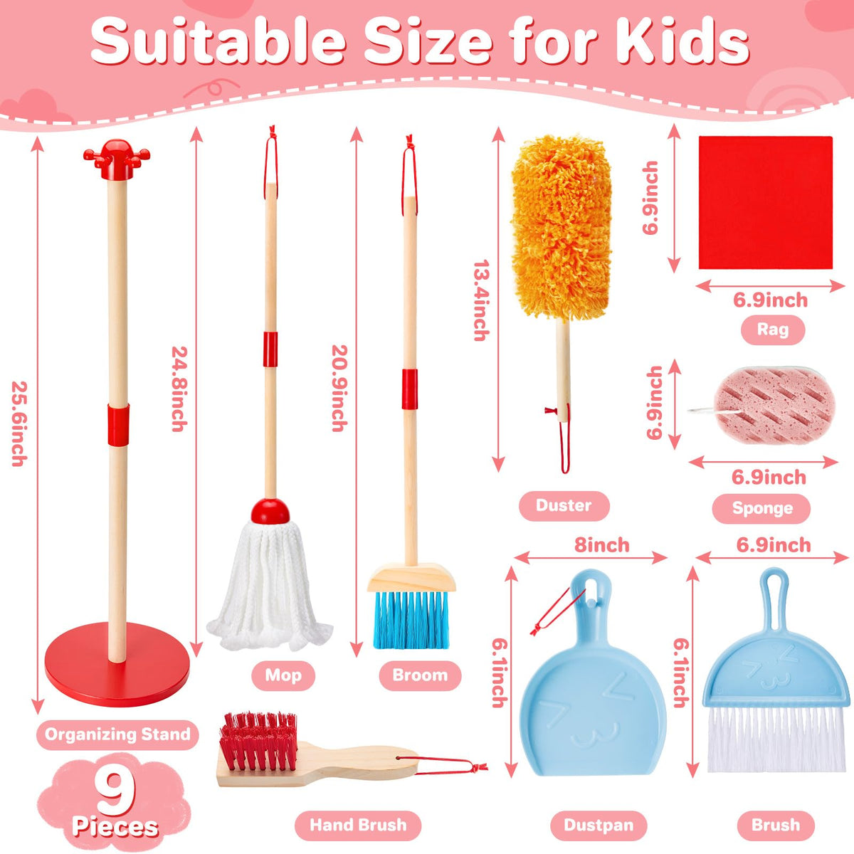 WHOHOLL wooden sponge for kids enhances sensory cleanup play.