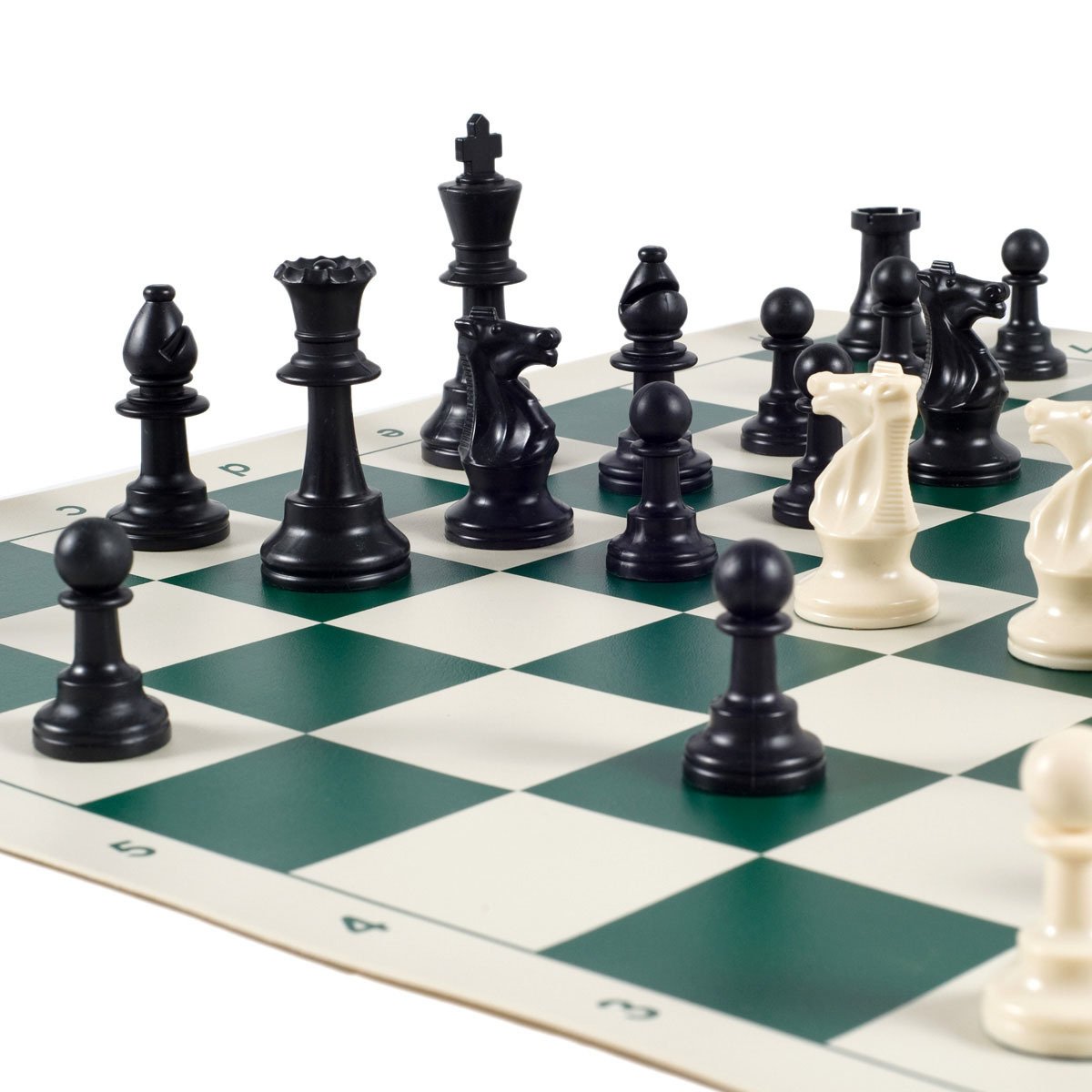 Wholesale Chess Basic Club Sets: forest green roll-up boards for easy transport