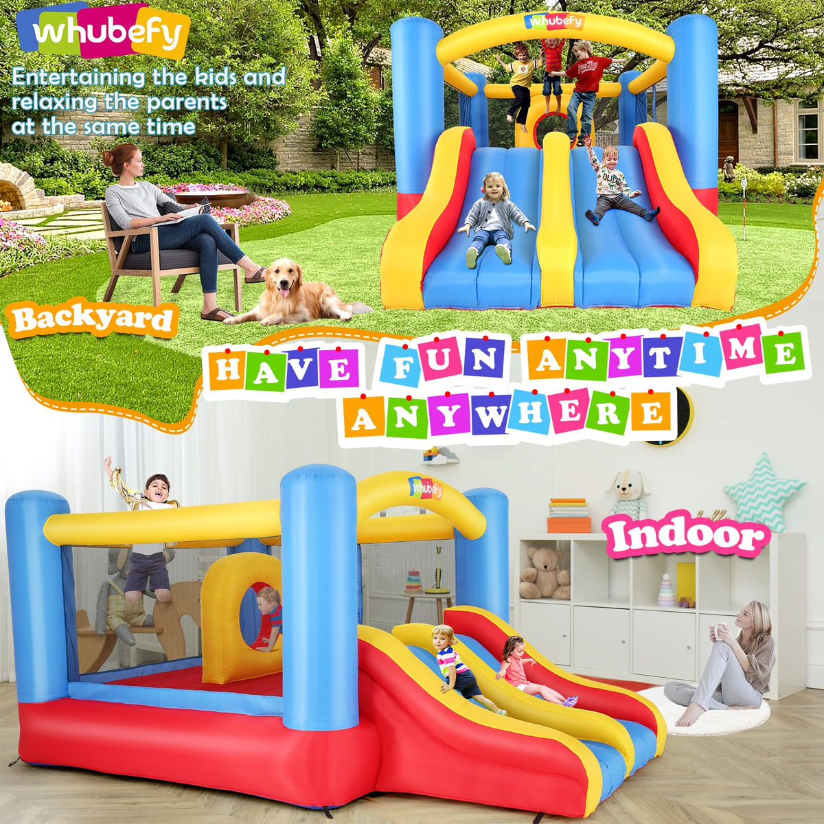 Whubefy Bounce House central obstacle course encourages agility