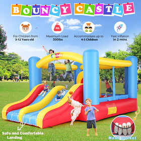 Whubefy Bounce House double slides for backyard fun and friendly competition