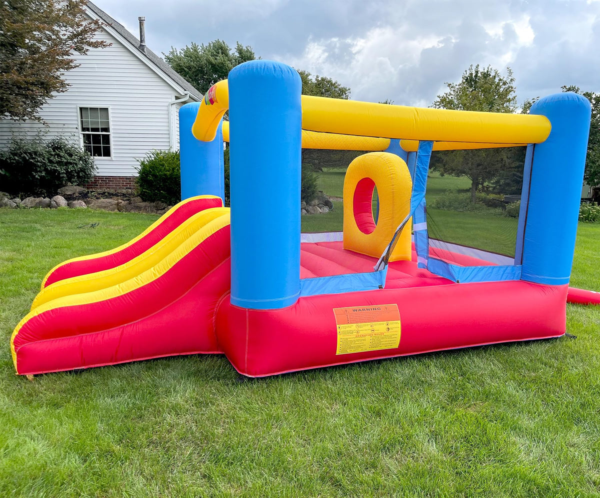 Whubefy Bounce House heavy-duty vinyl enables year-round play